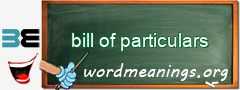 WordMeaning blackboard for bill of particulars